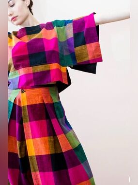 Rujuta Sheth Multicolor Plaid 2 piece Set